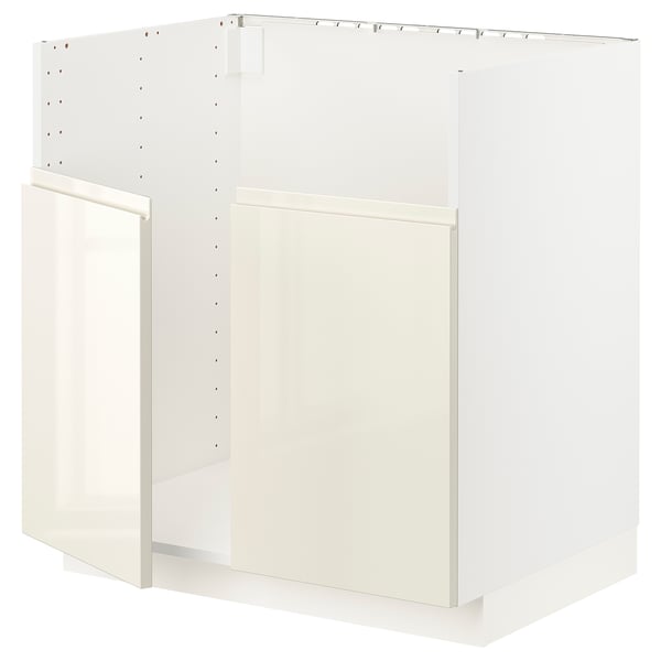 METOD Base cab f TALLSJÖN sink, white/Voxtorp high-gloss light beige, 80x60x80 cm