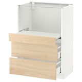 METOD Base cab w pull-out shelf/2 drawers, white Maximera/Askersund light ash effect, 60x41x80 cm
