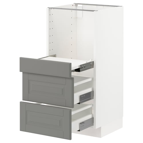 METOD kitchen unit, grey, two drawers, modern design.