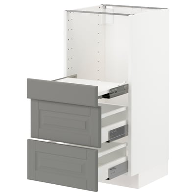 METOD Base cab w pull-out shelf/2 drawers, white Maximera/Bodbyn grey, 40x41x80 cm