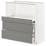 METOD Base cab w pull-out shelf/2 drawers, white Maximera/Bodbyn grey, 80x41x80 cm
