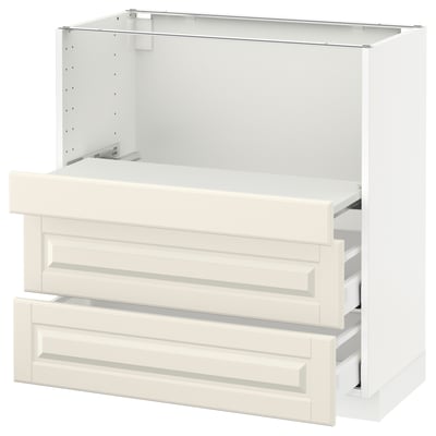 METOD Base cab w pull-out shelf/2 drawers, white Maximera/Bodbyn off-white, 80x41x80 cm