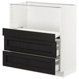 METOD Base cab w pull-out shelf/2 drawers, white Maximera/Lerhyttan black stained, 80x41x80 cm