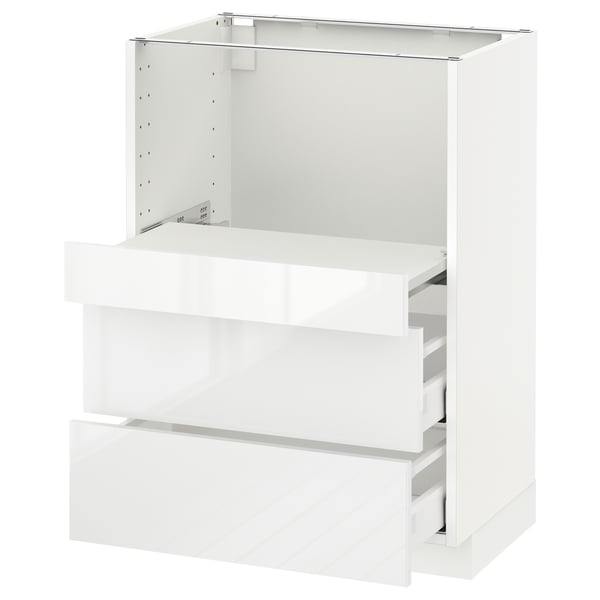 METOD Base cab w pull-out shelf/2 drawers, white Maximera/Ringhult white, 60x41x80 cm