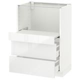 METOD Base cab w pull-out shelf/2 drawers, white Maximera/Ringhult white, 60x41x80 cm