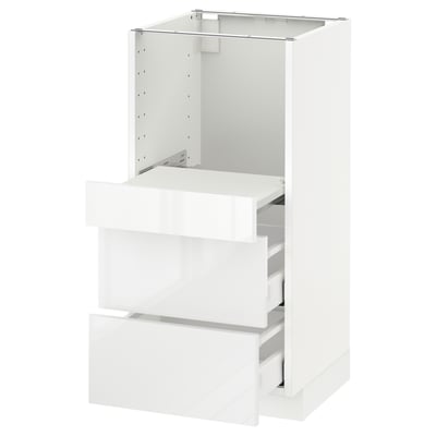 METOD Base cab w pull-out shelf/2 drawers, white Maximera/Ringhult white, 40x41x80 cm