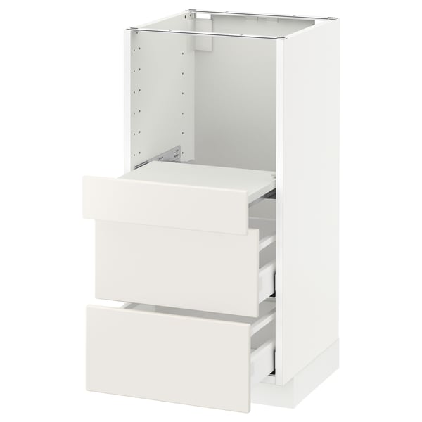 METOD Base cab w pull-out shelf/2 drawers, white Maximera/Veddinge white, 40x41x80 cm