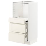 METOD Base cab w pull-out shelf/2 drawers, white Maximera/Voxtorp high-gloss light beige, 40x41x80 cm