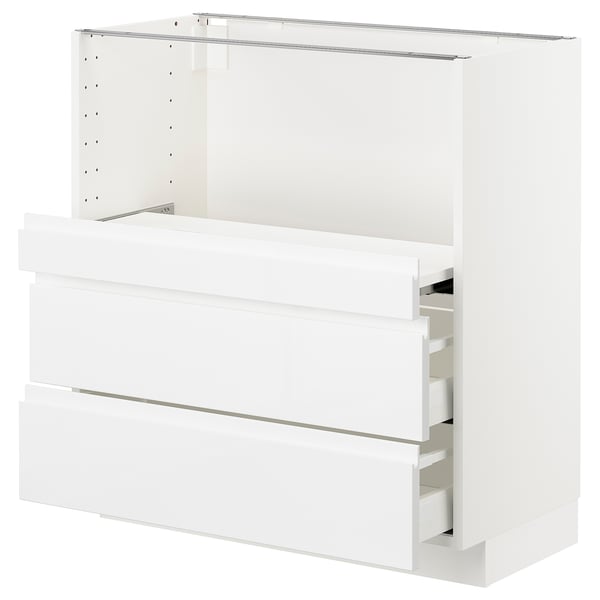 METOD Base cab w pull-out shelf/2 drawers, white Maximera/Voxtorp high-gloss/white, 80x41x80 cm