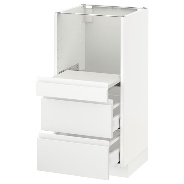 METOD Base cab w pull-out shelf/2 drawers, white Maximera/Voxtorp matt white, 40x41x80 cm