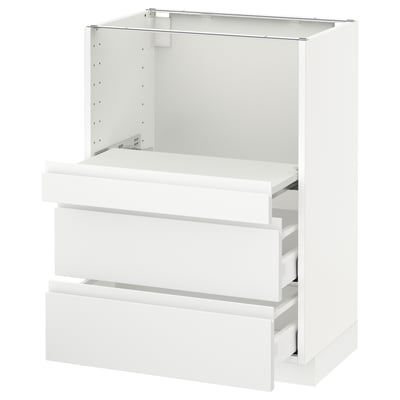 METOD Base cab w pull-out shelf/2 drawers, white Maximera/Voxtorp matt white, 60x41x80 cm