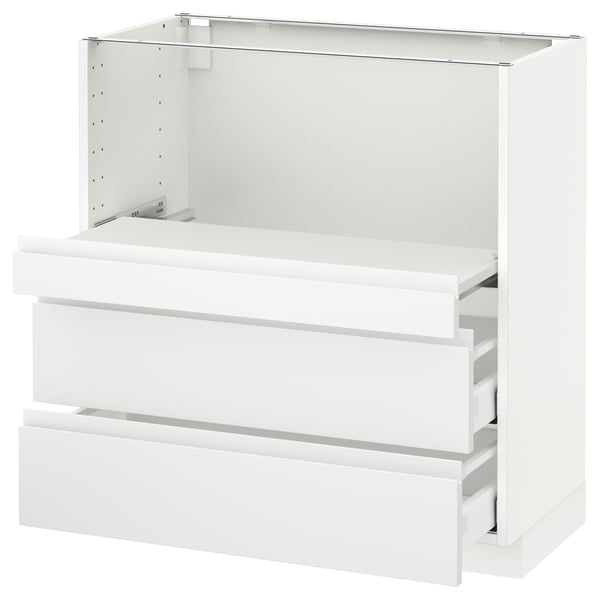 METOD Base cab w pull-out shelf/2 drawers, white Maximera/Voxtorp matt white, 80x41x80 cm