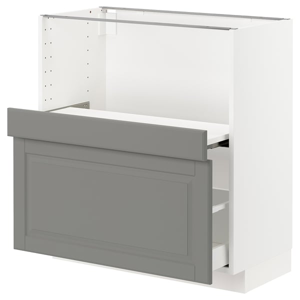 METOD Base cab w pull-out shelf/drawer, white Maximera/Bodbyn grey, 80x41x80 cm