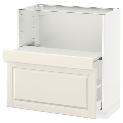 White kitchen cabinet, classic style with bevelled edges, includes smooth-running drawers.