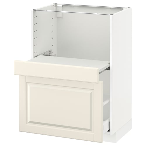 METOD kitchen unit, off-white with bevelled edges, white interior, rectangular shape, traditional design.