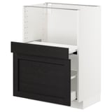 METOD Base cab w pull-out shelf/drawer, white Maximera/Lerhyttan black stained, 60x41x80 cm