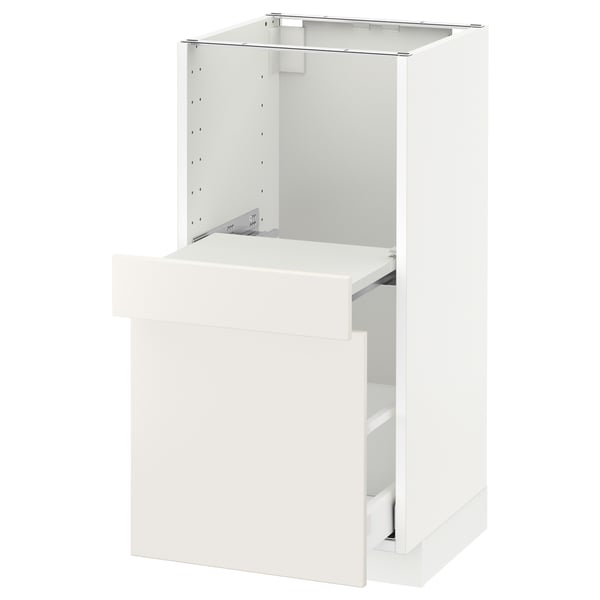METOD Base cab w pull-out shelf/drawer, white Maximera/Veddinge white, 40x41x80 cm