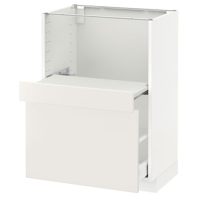 White kitchen cabinet unit with drawer, sleek minimalist design, part of METOD series.
