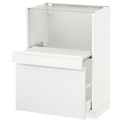 METOD Base cab w pull-out shelf/drawer, white Maximera/Voxtorp matt white, 60x41x80 cm