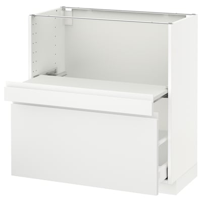 METOD Base cab w pull-out shelf/drawer, white Maximera/Voxtorp matt white, 80x41x80 cm