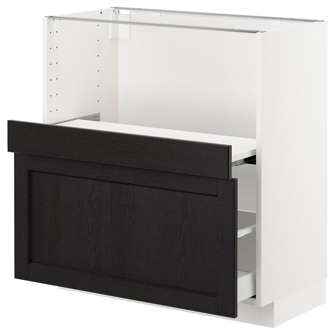 METOD Base cab w pullout shelf/drawer white Maximera, Lerhyttan