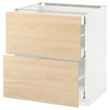 METOD Base cab with 2 fronts/3 drawers, white Maximera/Askersund light ash effect, 75x60x80 cm