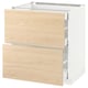 METOD Base cab with 2 fronts/3 drawers, white Maximera/Askersund light ash effect, 75x60x80 cm