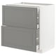 METOD Base cab with 2 fronts/3 drawers, white Maximera/Bodbyn grey, 80x60x80 cm