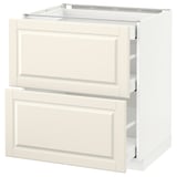 METOD Base cab with 2 fronts/3 drawers, white Maximera/Bodbyn off-white, 75x60x80 cm