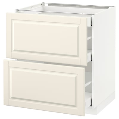 METOD Base cab with 2 fronts/3 drawers, white Maximera/Bodbyn off-white, 75x60x80 cm
