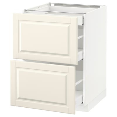 METOD Base cab with 2 fronts/3 drawers, white Maximera/Bodbyn off-white, 60x60x80 cm