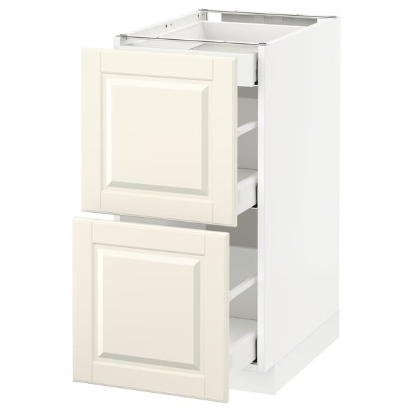 METOD Base cab with 2 fronts/3 drawers, white Maximera/Bodbyn off-white, 40x60x80 cm