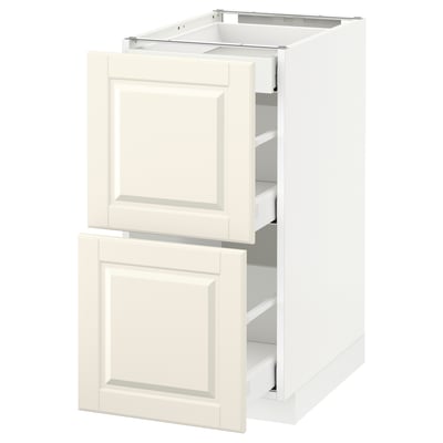 METOD Base cab with 2 fronts/3 drawers, white Maximera/Bodbyn off-white, 40x60x80 cm