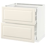 METOD Base cab with 2 fronts/3 drawers, white Maximera/Bodbyn off-white, 90x60x80 cm