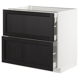 METOD Base cab with 2 fronts/3 drawers, white Maximera/Lerhyttan black stained, 90x60x80 cm