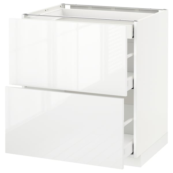METOD Base cab with 2 fronts/3 drawers, white Maximera/Ringhult white, 75x60x80 cm