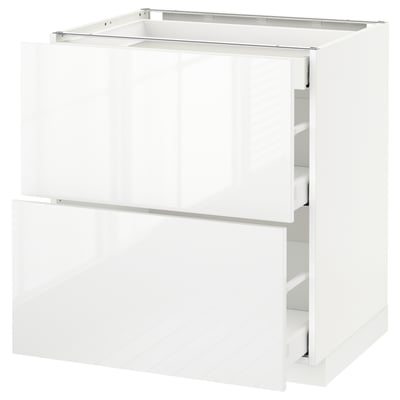 METOD Base cab with 2 fronts/3 drawers, white Maximera/Ringhult white, 75x60x80 cm