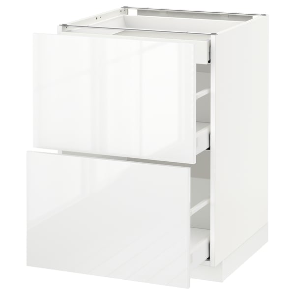 METOD Base cab with 2 fronts/3 drawers, white Maximera/Ringhult white, 60x60x80 cm