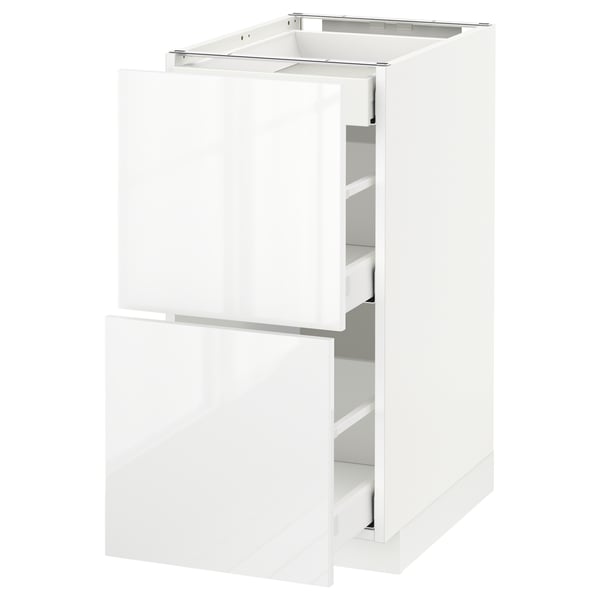 METOD Base cab with 2 fronts/3 drawers, white Maximera/Ringhult white, 40x60x80 cm