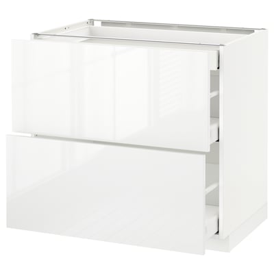 METOD Base cab with 2 fronts/3 drawers, white Maximera/Ringhult white, 90x60x80 cm