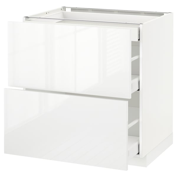 METOD Base cab with 2 fronts/3 drawers, white Maximera/Ringhult white, 80x60x80 cm