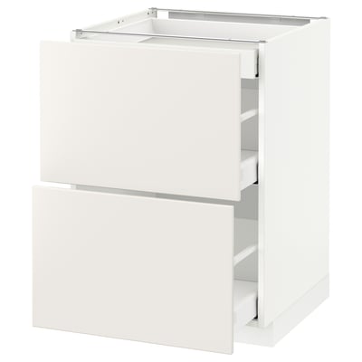 METOD Base cab with 2 fronts/3 drawers, white Maximera/Veddinge white, 60x60x80 cm