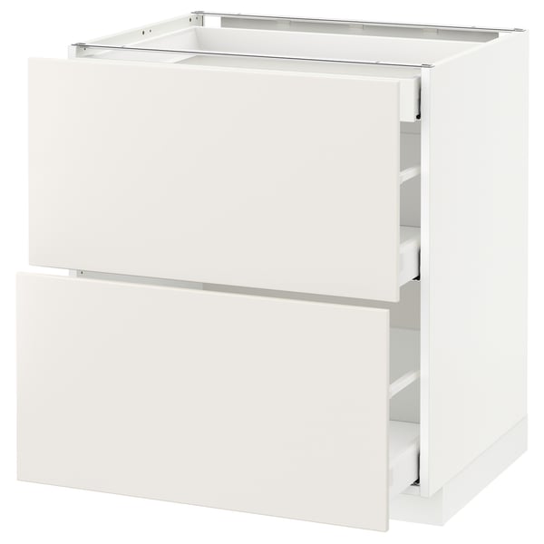 METOD Base cab with 2 fronts/3 drawers, white Maximera/Veddinge white, 75x60x80 cm