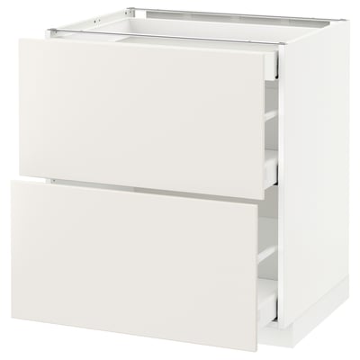 METOD Base cab with 2 fronts/3 drawers, white Maximera/Veddinge white, 75x60x80 cm