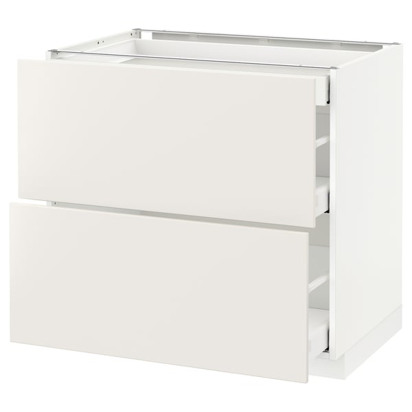 METOD Base cab with 2 fronts/3 drawers, white Maximera/Veddinge white, 90x60x80 cm