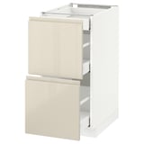 METOD Base cab with 2 fronts/3 drawers, white Maximera/Voxtorp high-gloss light beige, 40x60x80 cm