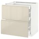 METOD Base cab with 2 fronts/3 drawers, white Maximera/Voxtorp high-gloss light beige, 80x60x80 cm