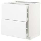 METOD Base cab with 2 fronts/3 drawers, white Maximera/Voxtorp high-gloss/white, 75x60x80 cm
