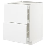 METOD Base cab with 2 fronts/3 drawers, white Maximera/Voxtorp high-gloss/white, 60x60x80 cm