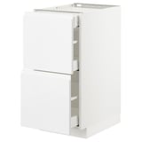 METOD Base cab with 2 fronts/3 drawers, white Maximera/Voxtorp high-gloss/white, 40x60x80 cm